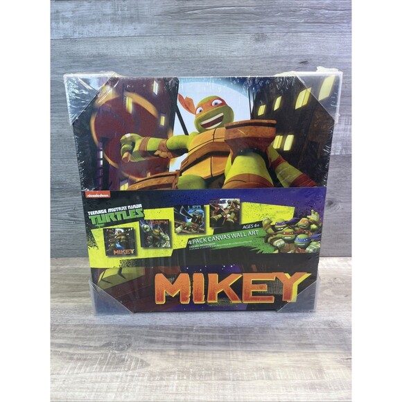 Nickelodeon Teenage Mutant Ninja Turtles TMNT Canvas Set Of 4  NEW - Picture 1 of 10
